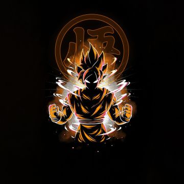 Son Goku, Dragon Ball Super, Black background, AMOLED