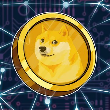 Dogecoin, Cryptocurrency, Golden, Connected dots, 5K