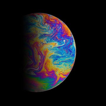 Planet, Soap Bubble, Astronomy, Outer space, Colorful, Black background, 5K, 8K, AMOLED