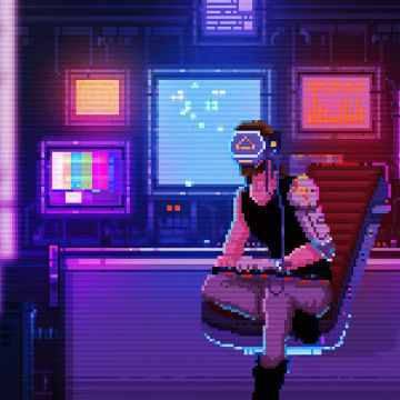 Lofi boy, Neon art, Pixel art, VR experience, Cyberpunk
