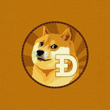 Dogecoin, Shiba Inu, Yellow background, Cryptocurrency