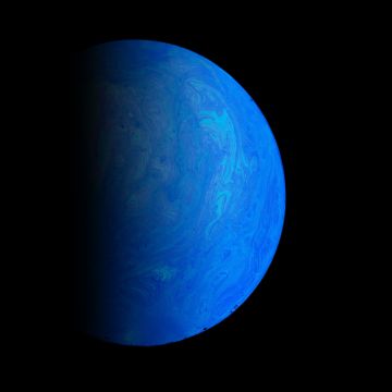 Planet, Astronomy, Outer space, Blue, Black background, 5K, 8K