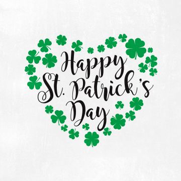 St. Patrick's Day, White background, Heart shape, Shamrock, Clover, Irish