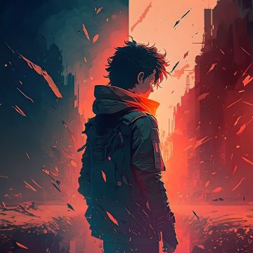 Lofi boy, AI art, Illustration