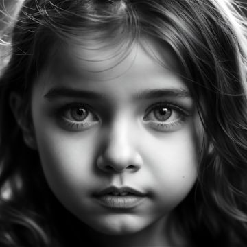 Cute Girl, Monochrome, Closeup, AI art