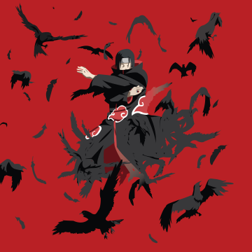 Itachi Uchiha, Illustration, Minimalist, Red background