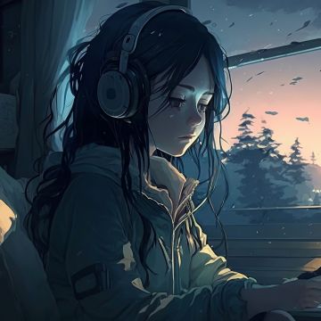 Lofi girl, Sad mood, Alone, Listening music