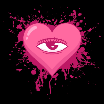 Weirdcore, Pink Heart, 5K, Black background, Love heart, AMOLED
