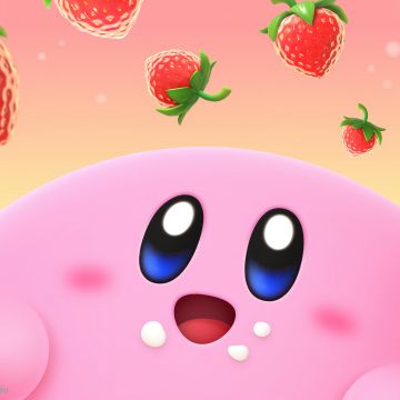 Kirby, Strawberries, Cute cartoon