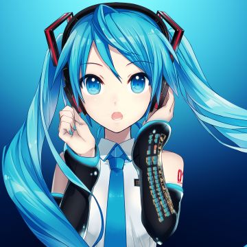 Hatsune Miku, Listening music, Headphones, Japanese girl, Anime girl, Blue aesthetic