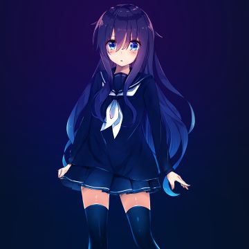 Akatsuki, Anime girl, Dark blue, Blue background