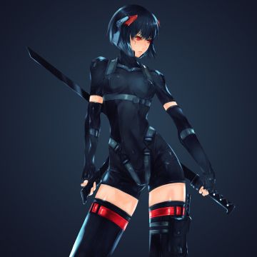 Motoko Kusanagi, Ghost in the Shell, Katana girl, Dark background