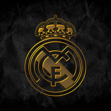 Real Madrid CF, Dark background, Logo, Spanish, Football club