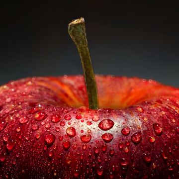 Apple, Macro, Water droplets, Closeup Photography, 5K