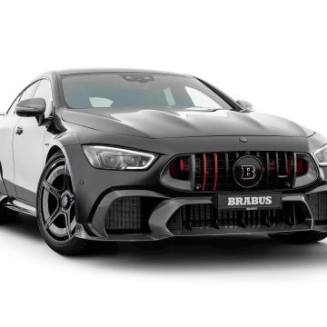 Mercedes-AMG GT 63 S E Performance, BRABUS, 5K, 8K, White background, Black cars, Luxury sports car, One off cars