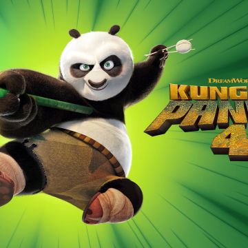 Kung Fu Panda 4, Official, Movie poster, Po (Kung Fu Panda), Green background