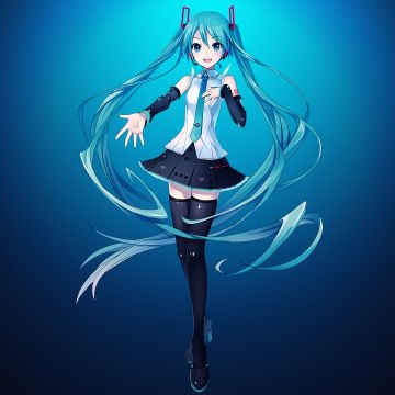 Hatsune Miku, Deep blue, Japanese girl, Anime girl