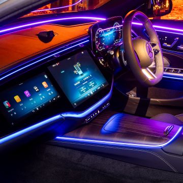 Mercedes-Benz E-Class, Interior, Neon, Ambient lighting, AMG line, 2024