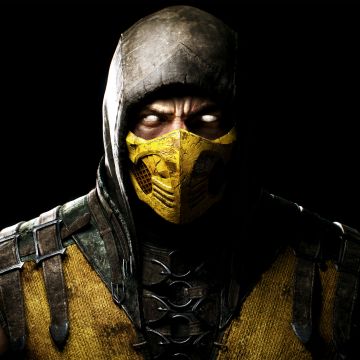 Scorpion, Mortal Kombat 11, Black background, PlayStation 4, Android, Xbox One, PC Games, iOS Games, 5K