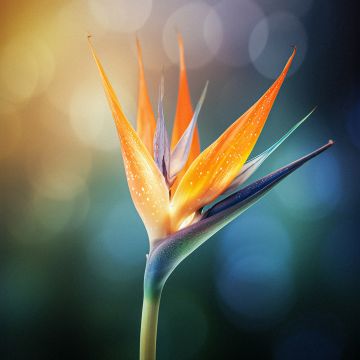 Bird of paradise flower, Macro, Bokeh Background, Vibrant, Closeup Photography