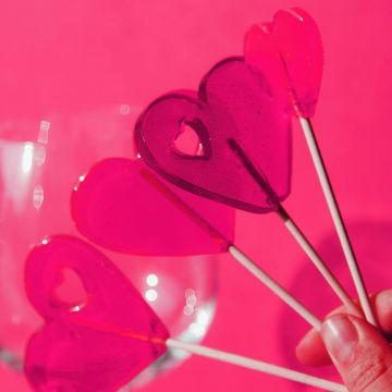 Pink hearts, Lollipop, Pink aesthetic, Sweet candy, Pink background