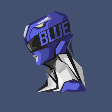 Blue Ranger, Power Rangers, Blue background, Minimal art, 5K, 8K