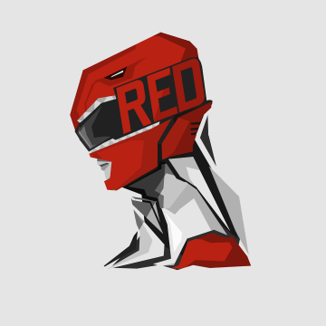 Red Ranger, Power Rangers, White background, Minimal art, 5K, 8K