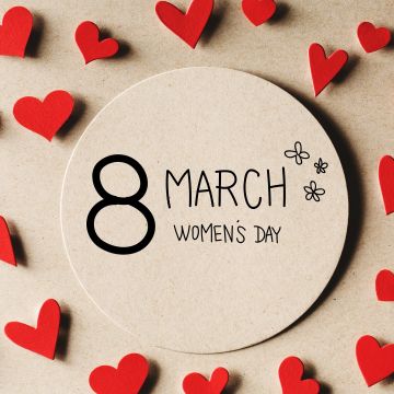 March 8th, Women's Day, Red hearts, Love hearts