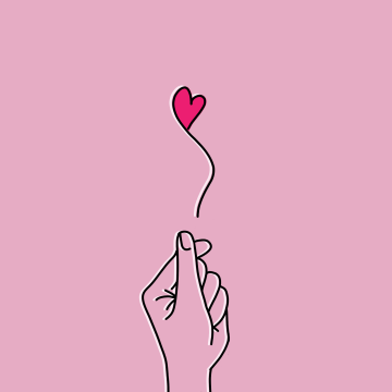 Finger heart, Pink background, Minimalist, 5K, Pink Heart, K-pop