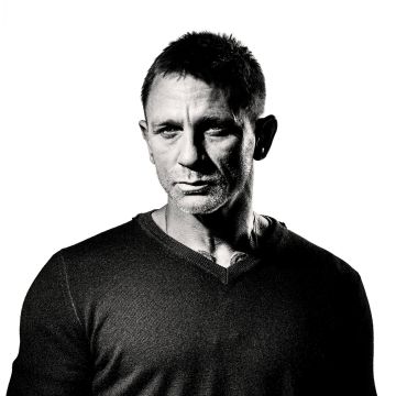 Daniel Craig, James Bond, Monochrome, Black and White, 5K, White background
