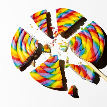 Rainbow, Lollipop, Broken, Spiral, Colorful, Candy, 5K, 8K, White background