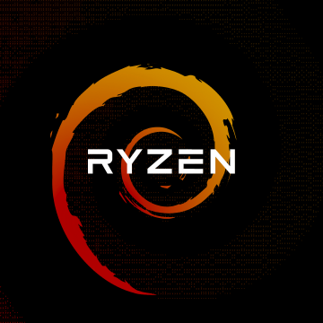 AMD Ryzen, Dark abstract, Black background, Logo, AMOLED, Minimalist