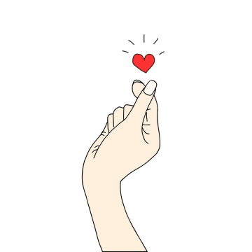 K-pop, Finger heart, Red heart, White background, South Korean, Happy Valentine's Day, Minimalist