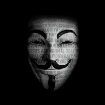 Anonymous, 8K, Hacker, Mask, 5K, Black background, AMOLED