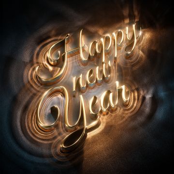 Happy New Year, 3D typography, Dark background, Typography, 3D text, 5K