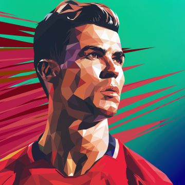 Cristiano Ronaldo, Low poly, Portrait, 5K