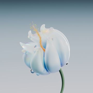 Blue flower, Digital illustration, Digital flower, 5K, Blue aesthetic