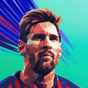 Lionel Messi, Low poly, Portrait, 5K