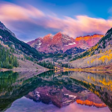 Maroon Bells, Colorado, Elk Mountains, Maroon Lake, White River National Forest, USA, Aesthetic