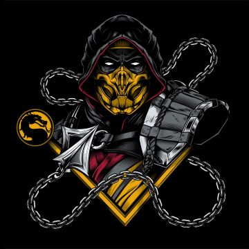 Scorpion, Artwork, Mortal Kombat, Black background