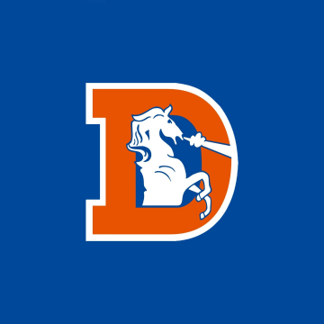 Denver Broncos, Minimal logo, Blue background, Miles Mascot