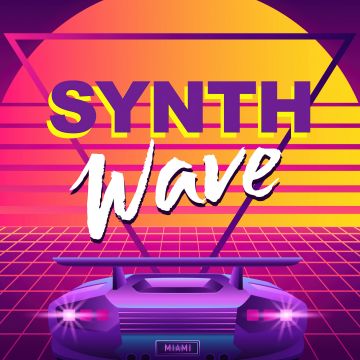 Synthwave, Outrun, Grid lines, Sunset, 5K