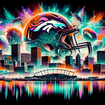 Denver Broncos, American football team, NFL team, Dark background, AI art