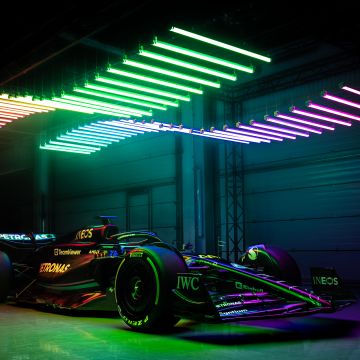 Mercedes-AMG F1 W14 E Performance, Neon Lights, Formula E racing car, Electric Race Cars