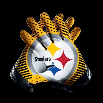 Pittsburgh Steelers, Gloves, American football team, NFL team, Black background, AMOLED, 5K, 8K