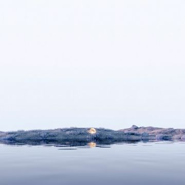 Island, Moon, Body of Water, Digital composition, Aesthetic
