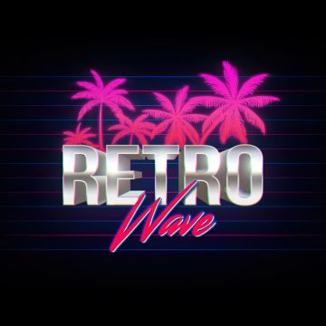 Retrowave, AMOLED, Black background, Pink aesthetic, Palm trees