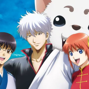 Gintama, Ultrawide, Gintoki Sakata, Shinpachi Shimura, Kagura