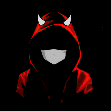 Devil, Hooded Man, Mask, Black background, AMOLED, Hoodie