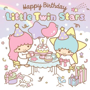 Happy Birthday, Little Twin Stars, Pastel, Aesthetic, Kiki and Lala, Cartoon, Sanrio, Birthday decoration, Birthday party